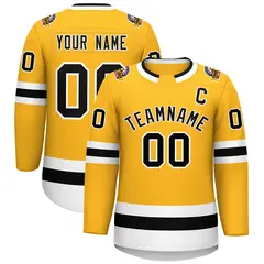 Gold Black-White Classic Style Hockey Jersey