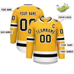 Gold Black-White Classic Style Hockey Jersey 2