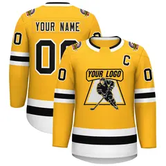 Gold Black-White Classic Style Hockey Jersey