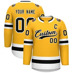 Gold Black-White Classic Style Hockey Jersey