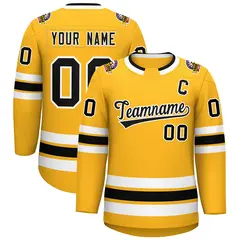 Gold Black-White Classic Style Hockey Jersey