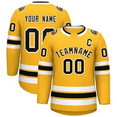 Gold Black-White Classic Style Hockey Jersey