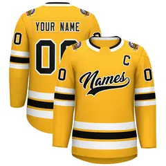 Gold Black-White Classic Style Hockey Jersey