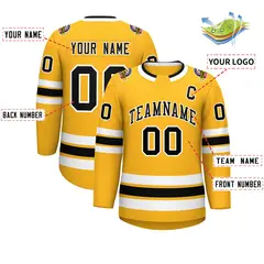 Gold Black-White Classic Style Hockey Jersey 2