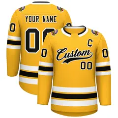 Gold Black-White Classic Style Hockey Jersey