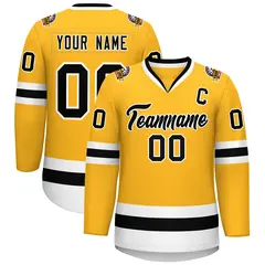 Gold Black-White Classic Style Hockey Jersey