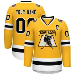 Gold Black-White Classic Style Hockey Jersey