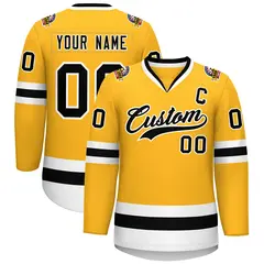 Gold Black-White Classic Style Hockey Jersey