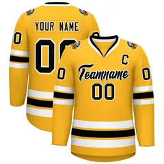 Gold Black-White Classic Style Hockey Jersey