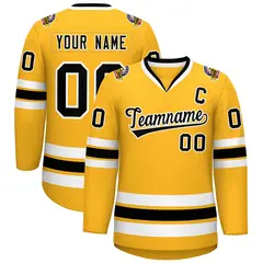 Gold Black-White Classic Style Hockey Jersey