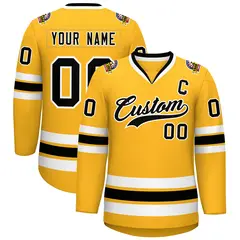 Gold Black-White Classic Style Hockey Jersey