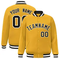 Gold Black-White Classic Varsity Full-Snap Letterman Jacket 1