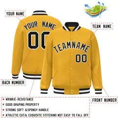 Gold Black-White Classic Varsity Full-Snap Letterman Jacket 2