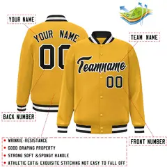 Gold Black-White Classic Varsity Full-Snap Letterman Jacket 2