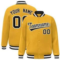Gold Black-White Classic Varsity Full-Snap Letterman Jacket 1