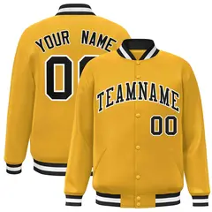 Gold Black-White Classic Varsity Full-Snap Letterman Jacket 1