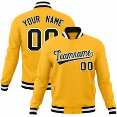 Gold Black-White Classic Varsity Full-Snap Letterman Jacket