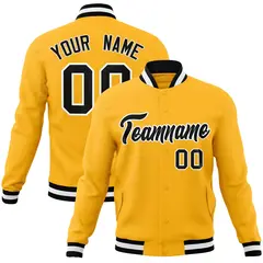 Gold Black-White Classic Varsity Full-Snap Letterman Jacket 1