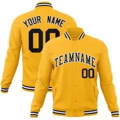 Gold Black-White Classic Varsity Full-Snap Letterman Jacket