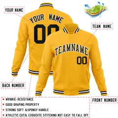 Gold Black-White Classic Varsity Full-Snap Letterman Jacket 4