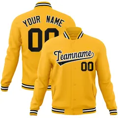 Gold Black-White Classic Varsity Full-Snap Letterman Jacket