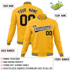 Gold Black-White Classic Varsity Full-Snap Letterman Jacket 4