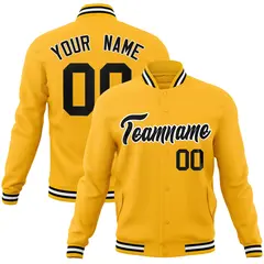 Gold Black-White Classic Varsity Full-Snap Letterman Jacket