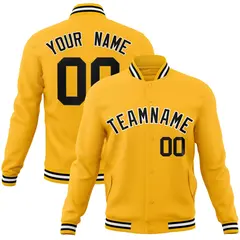Gold Black-White Classic Varsity Full-Snap Letterman Jacket
