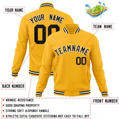 Gold Black-White Classic Varsity Full-Snap Letterman Jacket 4