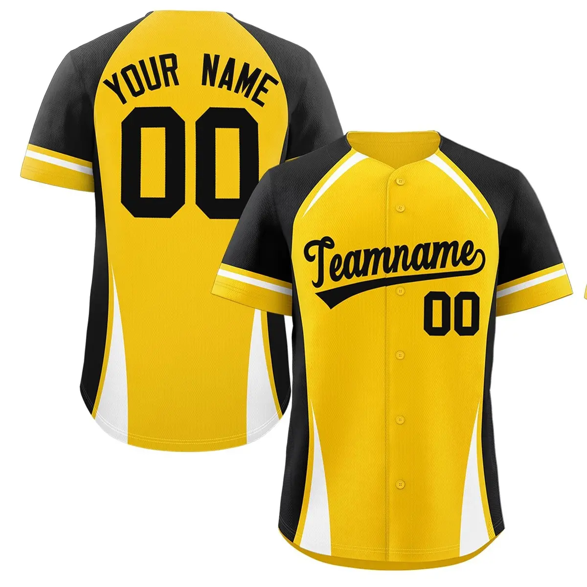 Gold Black-White Color Block Authentic Baseball Jersey