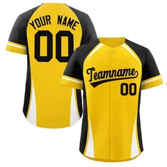 Gold Black-White Color Block Authentic Baseball Jersey