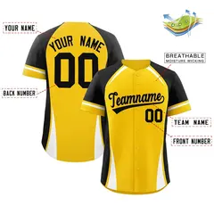 Gold Black-White Color Block Authentic Baseball Jersey 2
