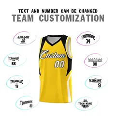 Gold Black White Color Block Basketball Jersey 4