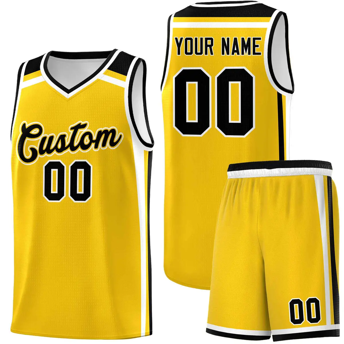 Gold Black White Color Charge Series Team Basketball Jersey