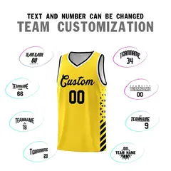 Gold Black White Diamond Stripe Side Basketball Jersey 4