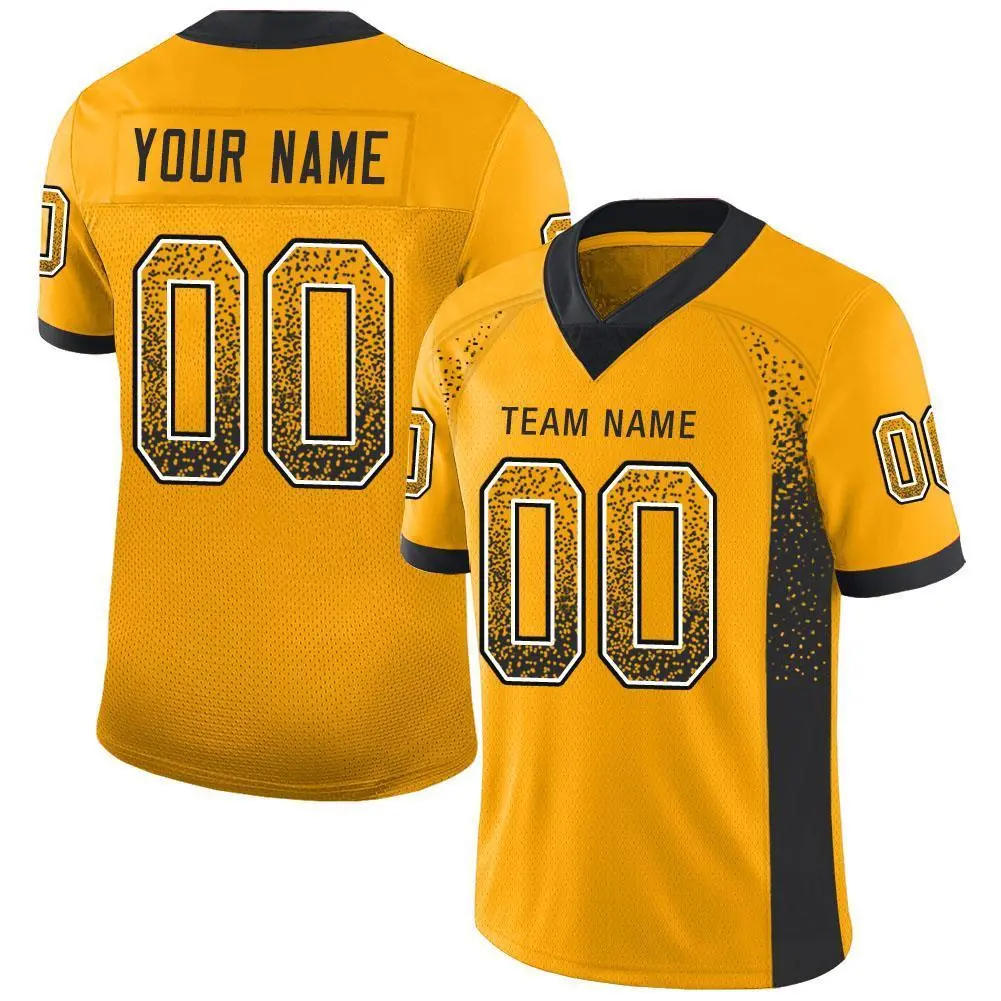 Gold Black-White Drift Fashion Mesh Football Jersey