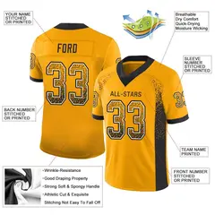 Gold Black-White Drift Fashion Mesh Football Jersey 2