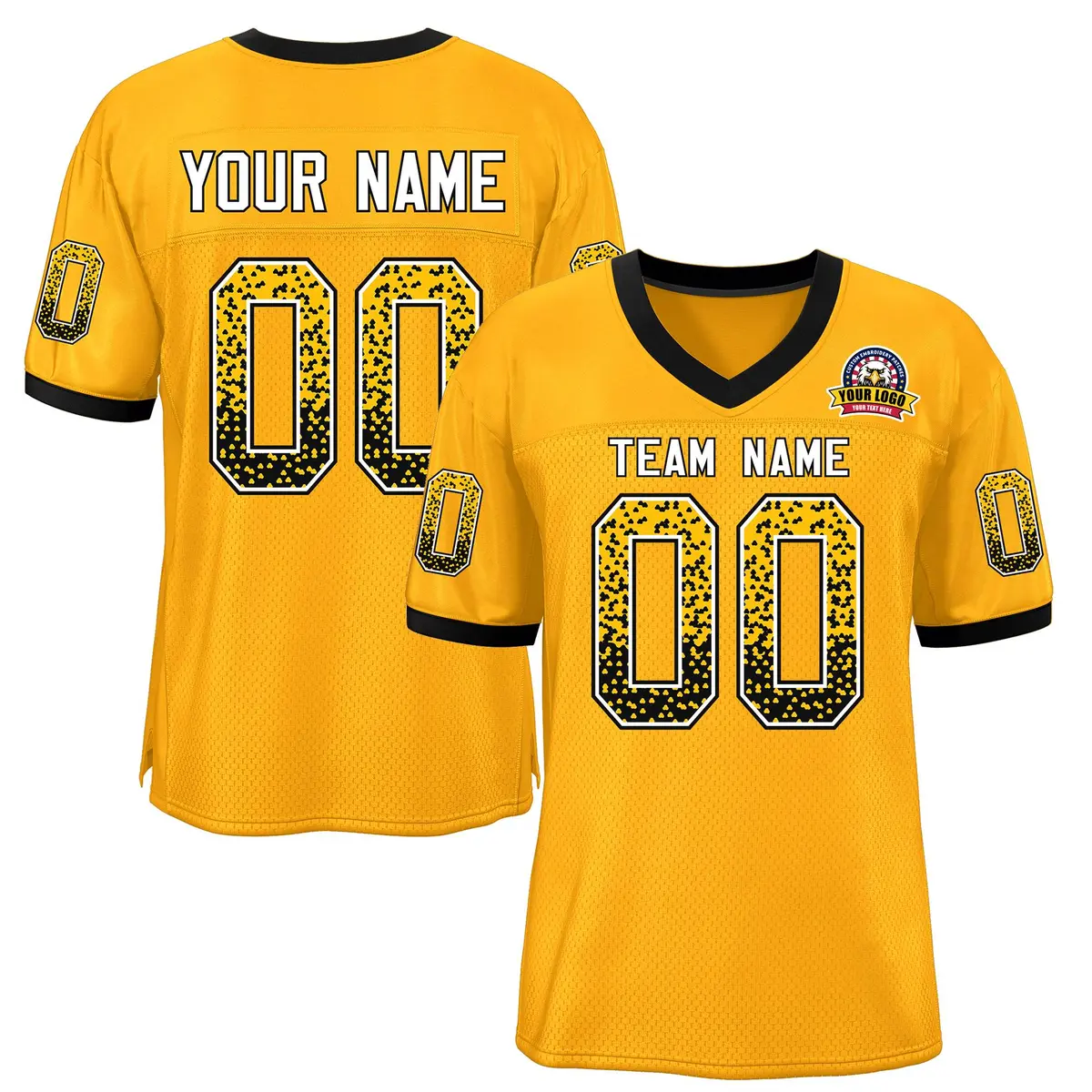 Gold Black-White Drift Fashion Mesh Football Jersey