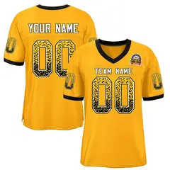 Gold Black-White Drift Fashion Mesh Football Jersey 1