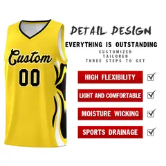 Gold Black White Graffiti Side Curve Basketball Jersey Sets 2
