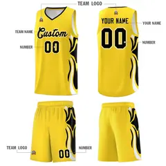Gold Black White Graffiti Side Curve Basketball Jersey Sets 5