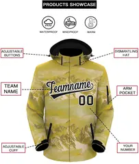 Gold Black-White Graffiti Waterproof Jacket for Climbing 2