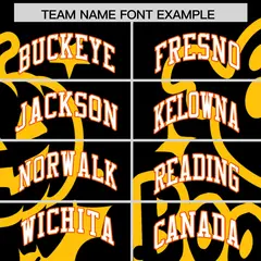 Gold Black White Halloween Bats Pumpkins Ghost Letterman Jacket 3