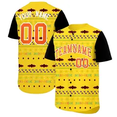 Gold Black White Mexican Style Baseball Jersey