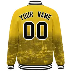 Gold Black-White Pittsburgh Skyline Track Varsity Full-Snap Jacket 4