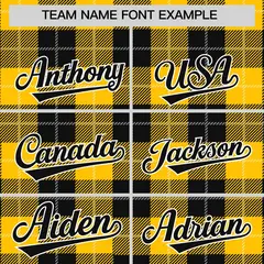 Gold Black-White Plaid Varsity Letterman Baseball Jacket 3