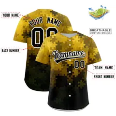 Gold Black White Puzzle Elements Baseball Jersey 2