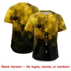 Gold Black White Puzzle Elements Baseball Jersey 7