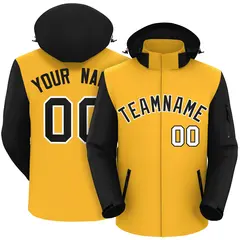 Gold Black-White Raglan Sleeves Waterproof Jacket 1