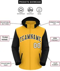 Gold Black-White Raglan Sleeves Waterproof Jacket 2
